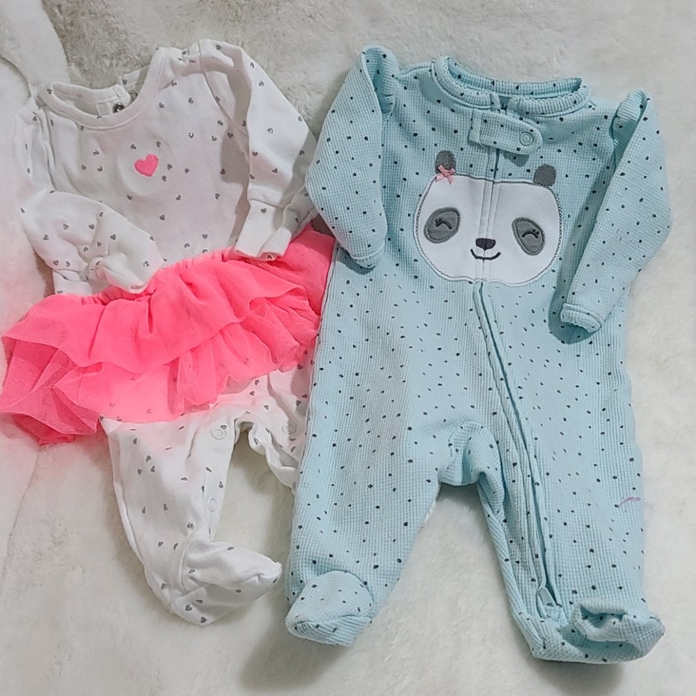 Tutu bodysuit and panda zip sleeper